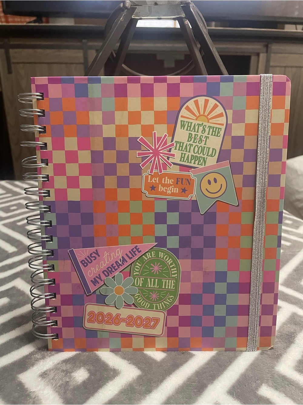Jadelynn Brooke Colorful Checker Spiral Planner 2026-2027 - Multicolor